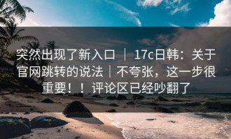 突然出现了新入口 ｜ 17c日韩：关于官网跳转的说法｜不夸张，这一步很重要！！评论区已经吵翻了