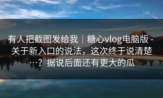 有人把截图发给我｜糖心vlog电脑版 - 关于新入口的说法，这次终于说清楚…？据说后面还有更大的瓜