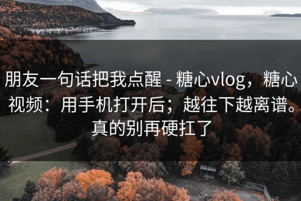朋友一句话把我点醒 - 糖心vlog，糖心视频：用手机打开后；越往下越离谱。真的别再硬扛了